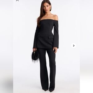 Fashion Nova Make A Statement Off-Shoulder Black Pants Set Size XL